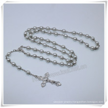 Glass Faux Pearl Bead Rosary, White Rosary, Rosario, Rosaries, Pearl Rosary Virgin Mary Centerpiece (IO-cr397)